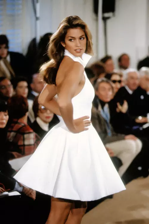 Cindy Crawford pentru Ralph Lauren, New York Fashion Week, 1991