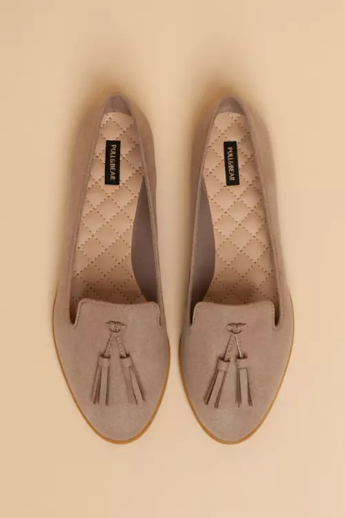 Mocasini din piele velur, Pull and Bear, 199 lei