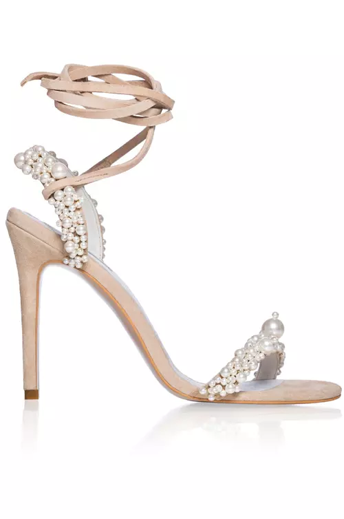 Sandale din piele velur cu aplicatii de perle, Smiling Shoes, 1.190 lei