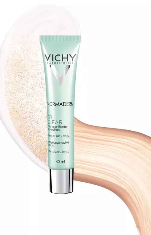 Fond de ten corector: crema cu efect de uniformizare Normaderm BB Clear, Vichy, 78 lei