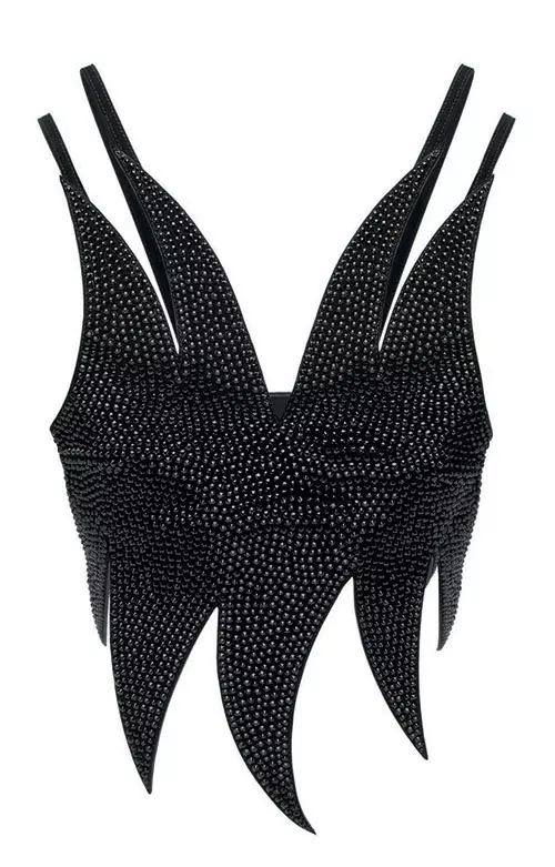 Bustiera din piele cu aplicatii metalice, Giuseppe Zanotti, cu pretul la cerere, magazinul Distinto