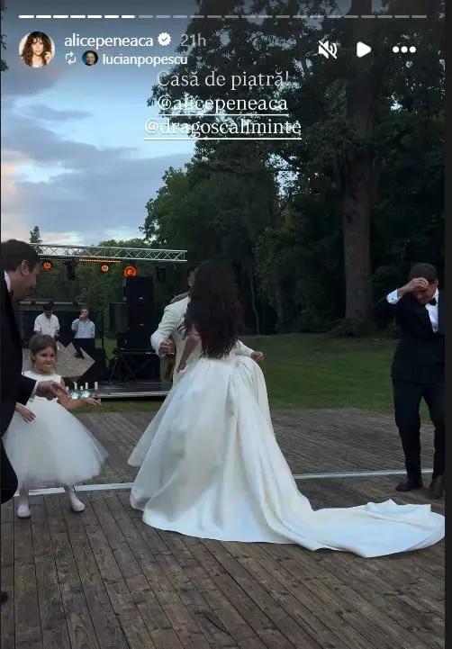 Alice Peneacă a strălucit în două rochii de mireasă spectaculoase. Detaliul impresionant care a furat privirile în biserică