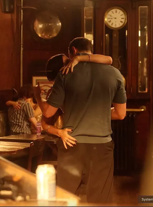 Julia Fox and Callum Turner share a kiss while filming at White Horse Tavern in Manhattan