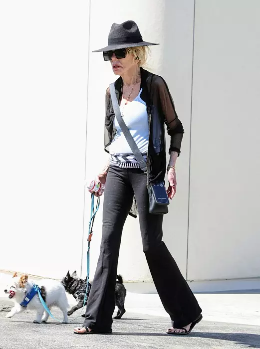 EXCLUSIVE: Fashionista Dyan Cannon 88, shows off her swag while walking her dogs