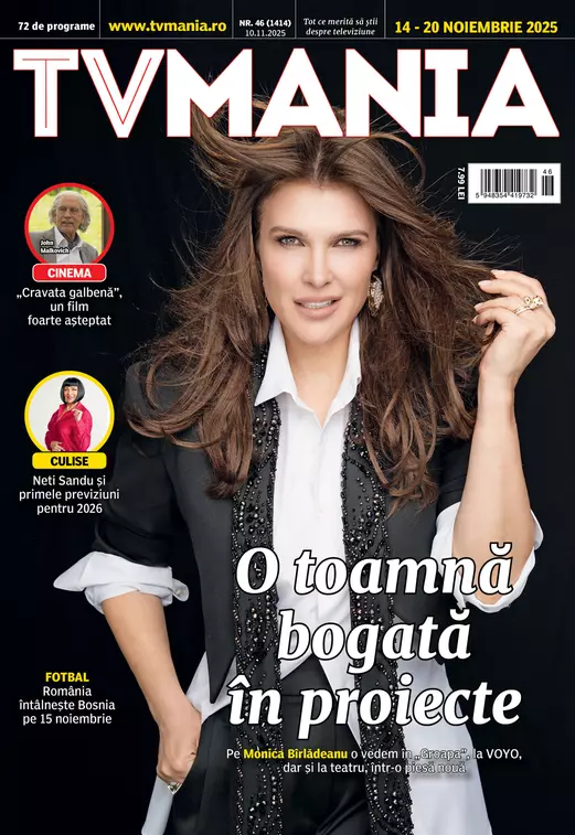 TVMania de luni, 10 noiembrie: Monica Bîrlădeanu, între „Groapa”, teatru și planuri noi – 72 de programe pentru 14–20 noiembrie!