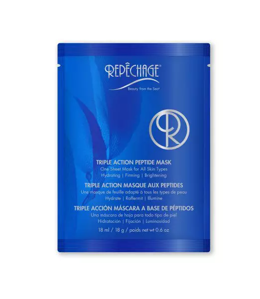 Mască șervețel, pentru hidratare, fermitate, luminozitate, Repechage, Triple Action Peptide Mask, 313 lei (5 bucăți)