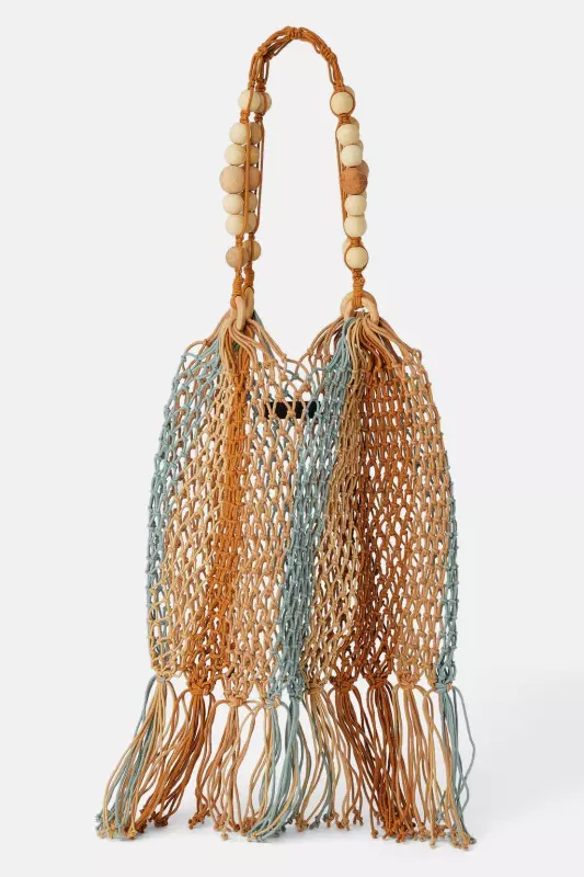 GEANTĂ TIP SAC DIN ŞNURURI CU MATERIALE NATURALE, ZARA, 129,90 lei