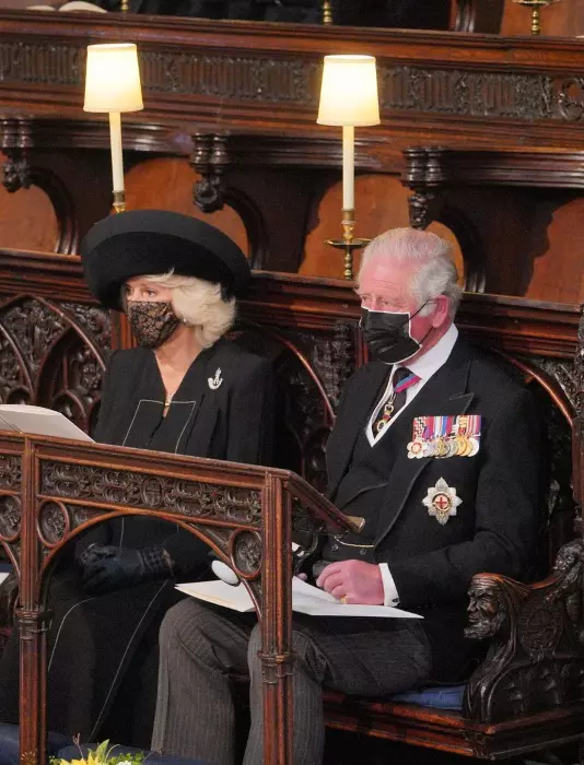 Camilla și Charles la înmormântarea Prințului Philip 2
