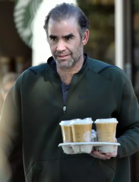 EXCLUSIVE: Tennis Player Pete Sampras Is Unrecognizable As He Is Seen Grabbing Coffee From Starbucks In The Beverly Glen Shopping Center - 26 Jan 2024