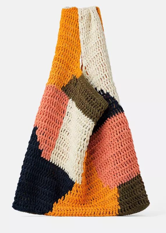 GEANTĂ SHOPPER MULTICOLORĂ DIN BUMBAC, ZARA, 129,90 lei