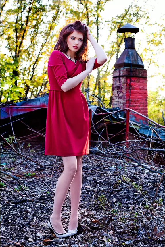 Fancy, colectie toamna-iarna, rochie rosie