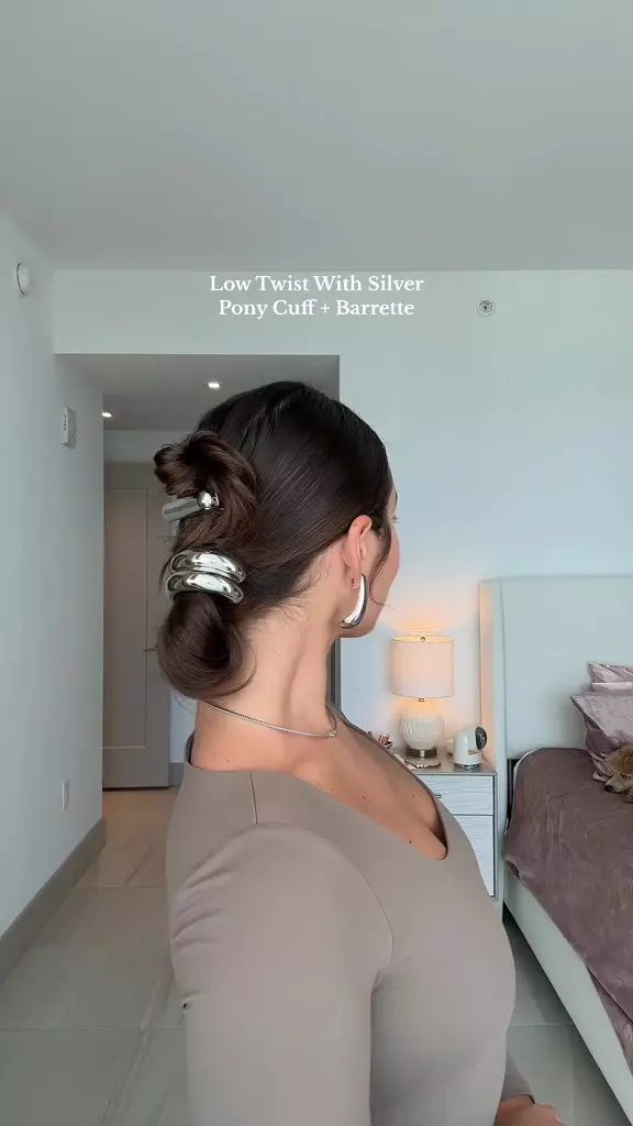Elastice de păr metalice tip cuff argintii
