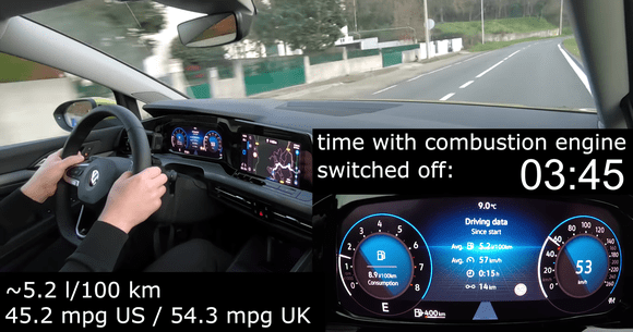 VW Golf 8 1.5 eTSI poate merge până la 4 minute cu motorul oprit (VIDEO)