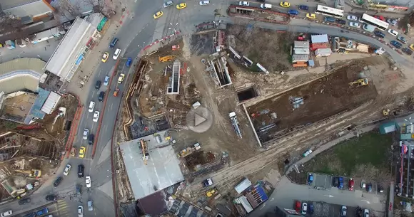 Pasajul de la Piața Sudului, văzut din dronă