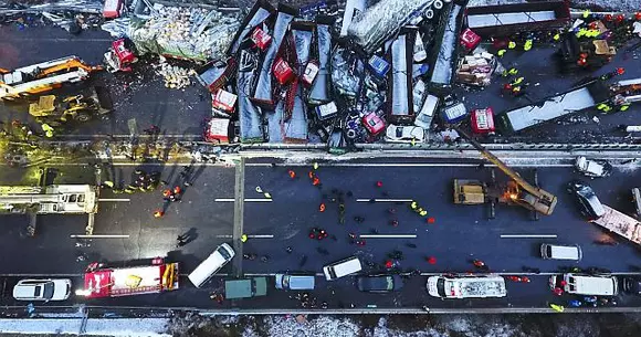 China: 56 de mașini și 17 morți într-un accident tras la indigo cu cel de pe A2