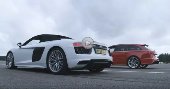 Audi R8 Spyder în duel cu break-ul RS6 Avant