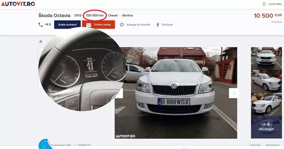 Greșeala pe care a făcut-o un samsar! A modificat kilometrajul, dar a făcut fotografiile înainte să dea kilometri înapoi!