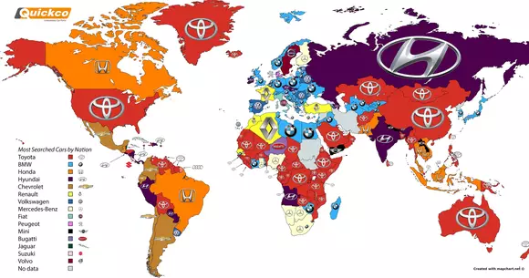 Top cele mai căutate branduri auto în funcție de țară