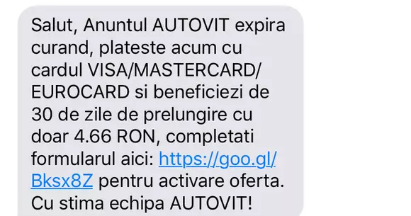 O nouă țeapă circulă prin SMS: Phishing în numele Autovit