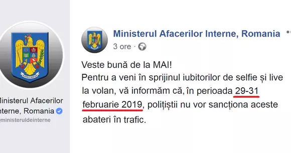 Anunțul MAI: Șoferii care fac Live-uri la volan nu vor fi sancționați în aceste zile