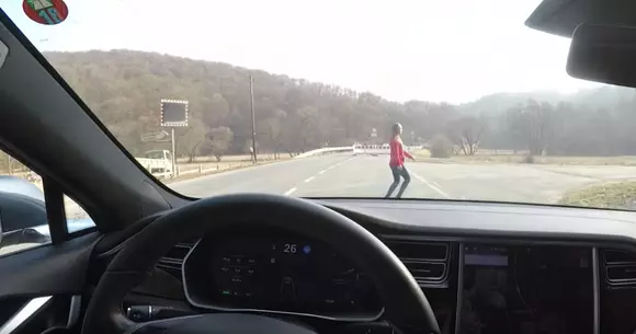 Un posesor de Tesla a testat sistemul de frânare autonomă folosindu-și soția drept cobai