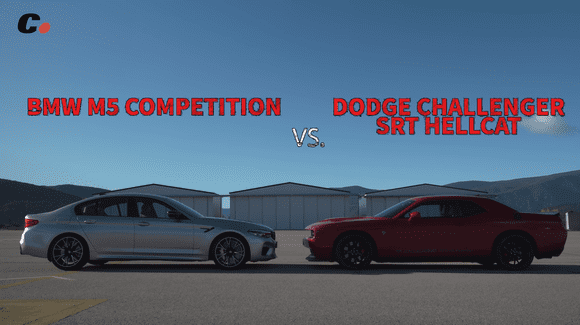 Germania vs. SUA: BMW M5 întâlnește Dodge Challenger Hellcat (VIDEO)