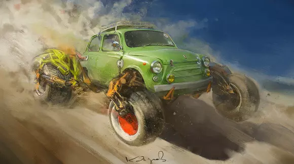 Galerie foto - Mașini sovietice imaginate sub forma unor monster-truck-uri post apocaliptice