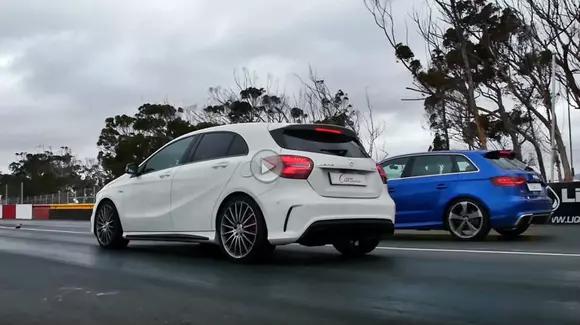 Liniuță între Mercedes-AMG A45 și Audi RS3