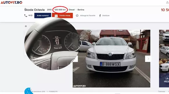 Greșeala pe care a făcut-o un samsar! A modificat kilometrajul, dar a făcut fotografiile înainte să dea kilometri înapoi!