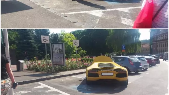 Tupeu: posesorul unui Lamborghini parchează fără jenă pe locurile rezervate categoriilor speciale