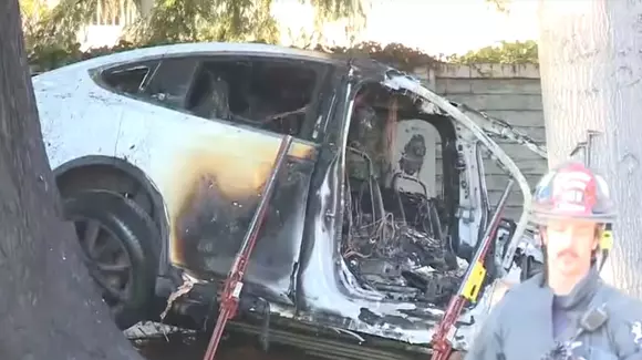 Accident grav: Un Tesla Model X a intrat într-un copac, apoi a luat foc