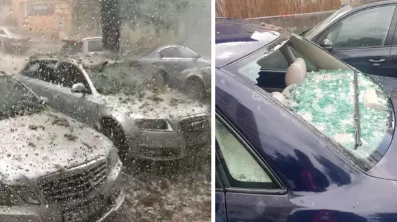 Dezastru în Sălaj! Mașinile au fost spulberate de grindină