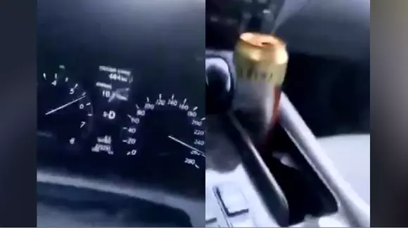 S-a filmat conducând cu 260 km/h, cu berea alături. Reacția șoferului când s-a răsturnat mașina