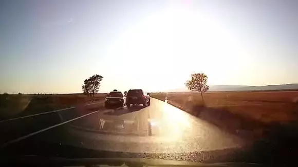 La un pas de moarte pe drumul european E85 (Video)