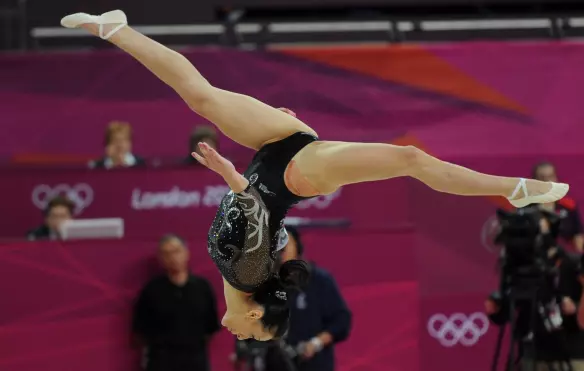 Cătălina Ponor la Olimpiada de la Londra 2012, unde a câștigat argintul la sol și bronzul pe echipe. (Foto Hepta)