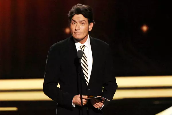 Charlie Sheen presents an award at the 63rd annual Primetime Emmy Awards in Los Angeles