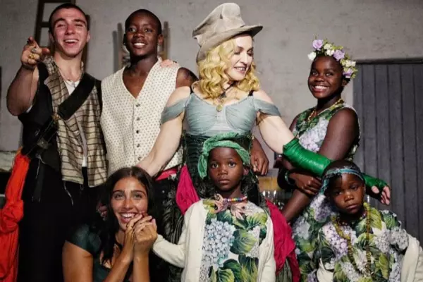 Madonna, Rocco, David Banda, Lourdes Leon Mercy James, Esther, Stella Mwale