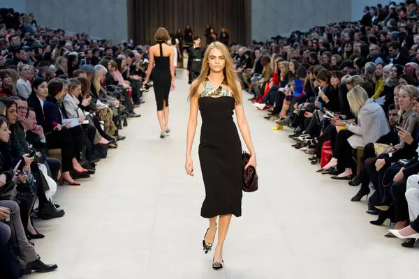 Cara Delevign, Burberry Catwalk - London Fashion Week 2013