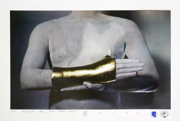 Mihai Zgondroiu, Blue Golden Hand, serigrafie color