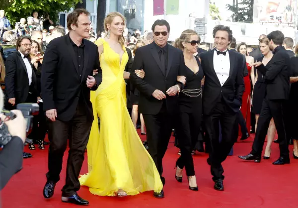 Quentin Tarantino, Uma Thurman, John Travolta, Kelly Preston si Lawrence Bender