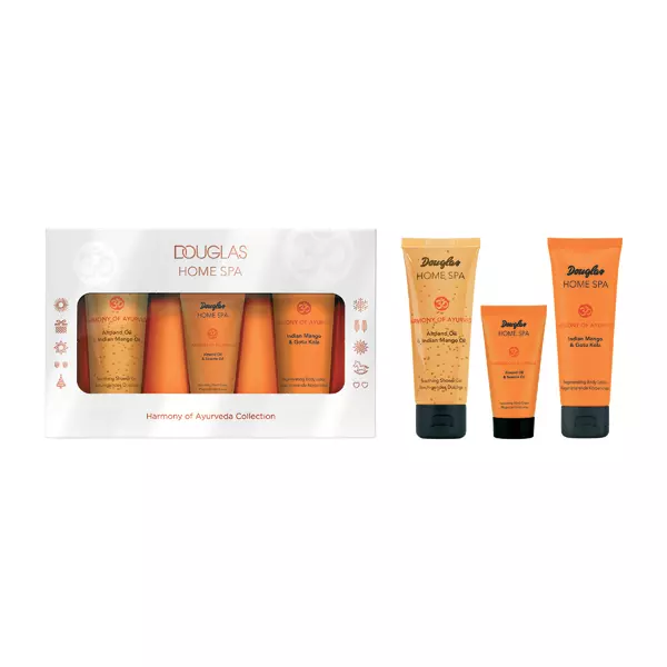 Set pentru îngrijirea corpului Collection Set Home Spa, Douglas, 49 lei (conține gel de duș, loțiune de corp și cremă de mână - 75 ml fiecare)