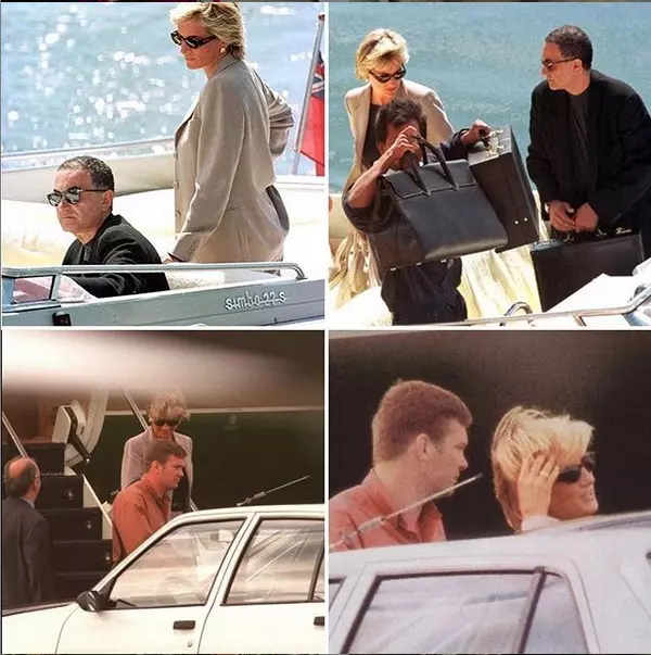 Diana, alături de iubitul ei, Dodi Al-Fayed, și bodyguardul acestuia, Trevor Rees-Jones