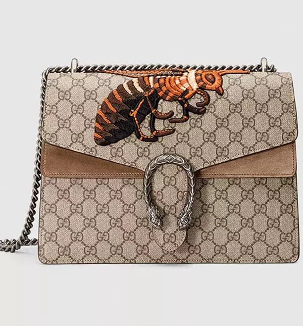Geanta din piele si material textil cu aplicatii din paiete, Gucci, cu pretul la cerere