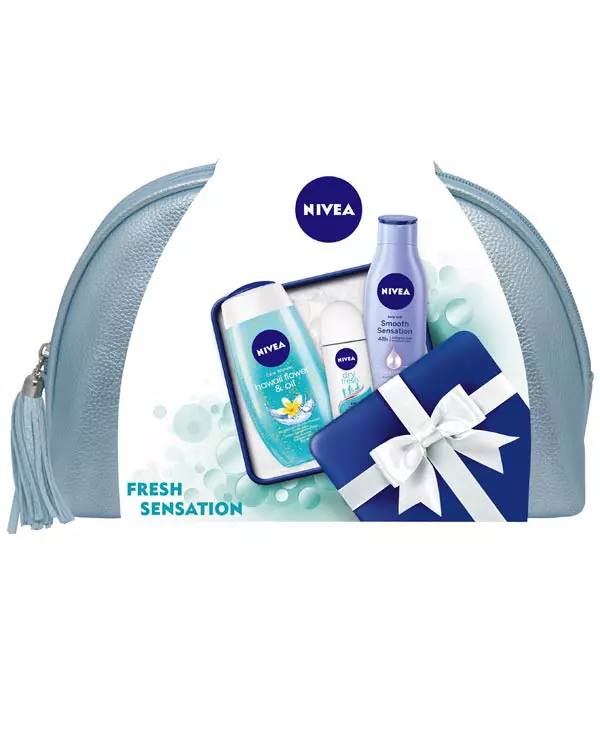 Set cadou NIVEA FRESH SENSATION, 41,39 lei (conține gel de duș NIVEA Hawaii Flower & Oil 250ml, deodorant roll-on NIVEA Dry Fresh 50ml și lapte de corp NIVEA Smooth Sensation 250ml)