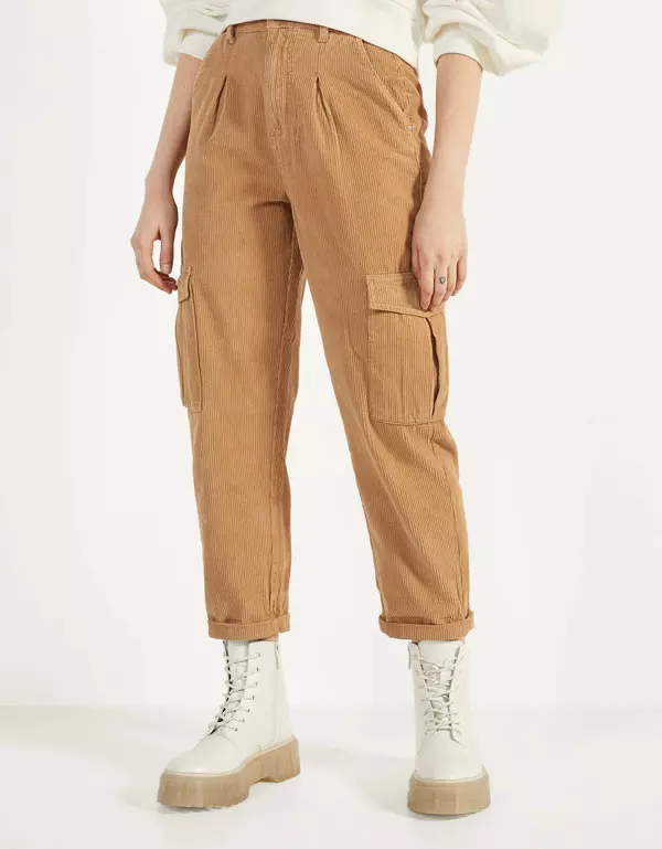 Pantaloni din bumbac ecologic, Bershka, 129,90 lei
