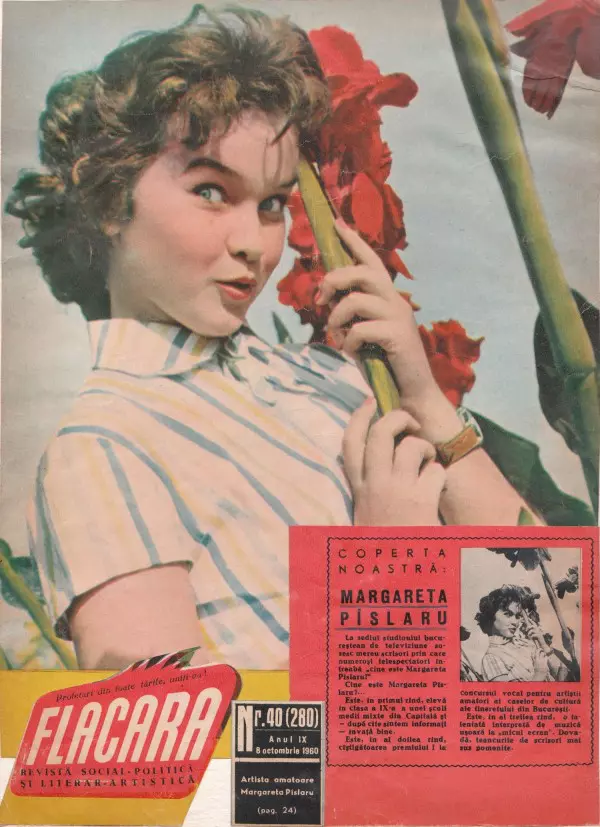Margareta Paslaru_ Prima coperta de revista _Flacara -   8 10 1960