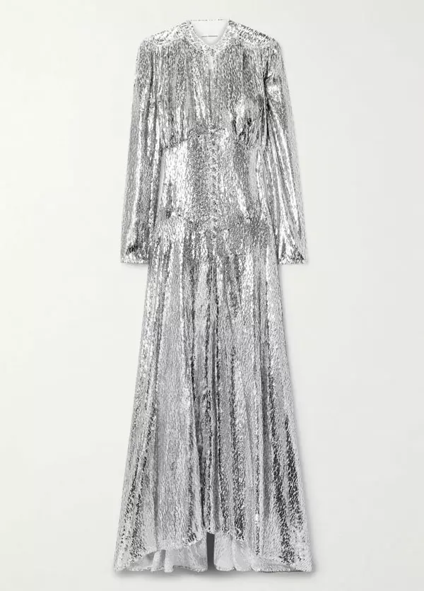 Rochie din amestec de poliester, mătase și acetat, Paco Rabanne, 1.330 euro, www.net-a-porter.com