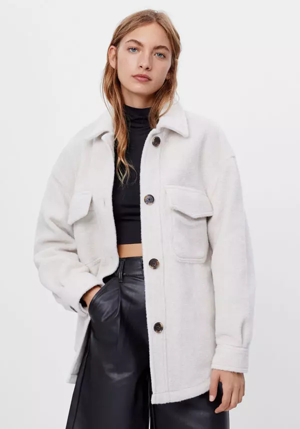 Jachetă overshirt supradimensionată, Bershka, 159,90 lei