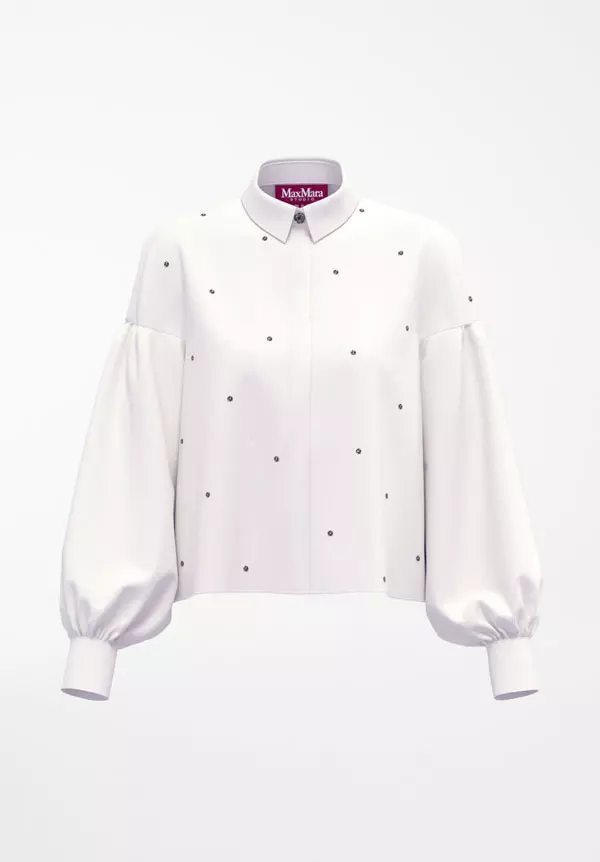 Cămașă din amestec de bumbac și mătase cu aplicații, Max Mara, 2.209 lei
