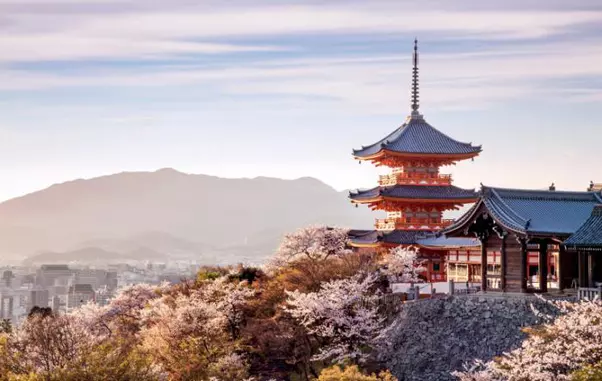 Templul Kiyomizu-dera, Kyoto, la apus